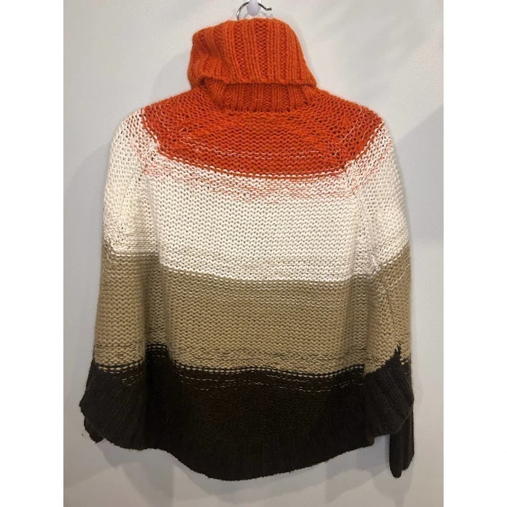 Michael Kors Striped Brown Sweater Poncho XS - Picture 3 of 4